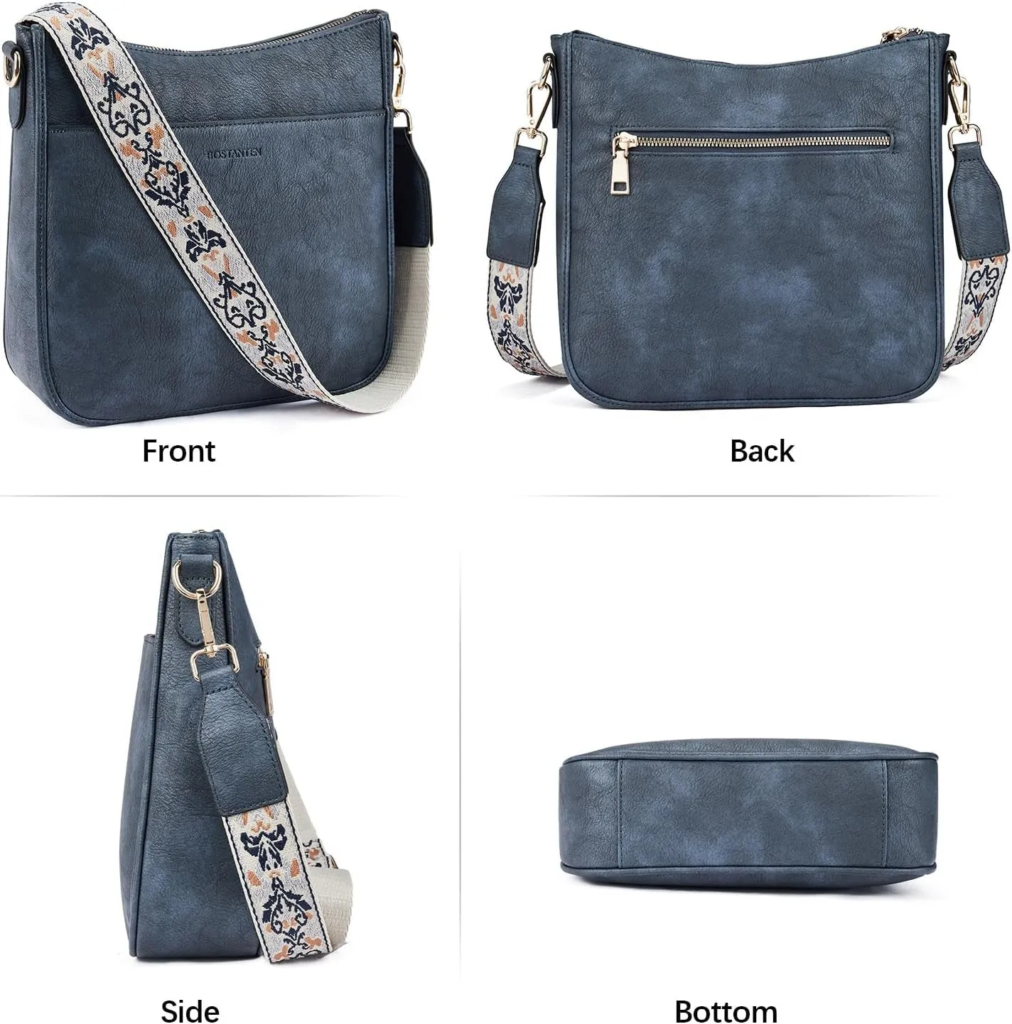 Vegan Leather Crossbody Bags for Women, Trendy Shoulder bags With Wide Shoulder Strap