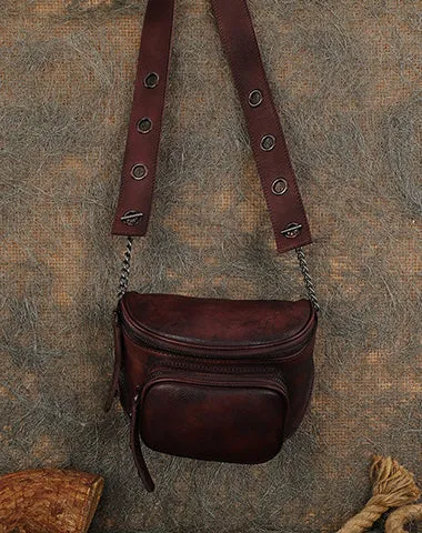 Vintage Black Gray Leather Womens Saddle Shoulder Bag Saddle Crossbody Purse for Women