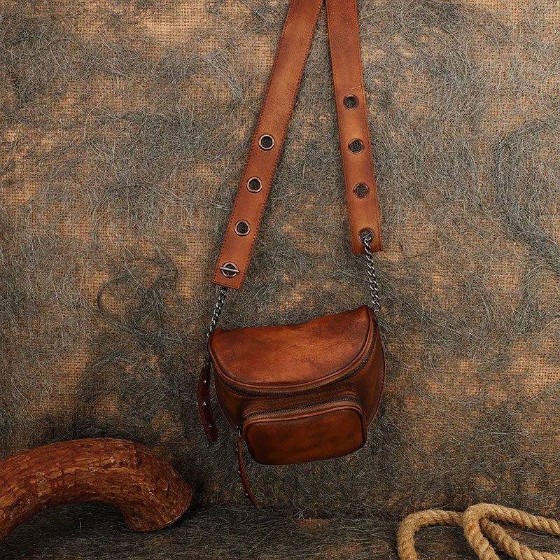 Vintage Black Gray Leather Womens Saddle Shoulder Bag Saddle Crossbody Purse for Women