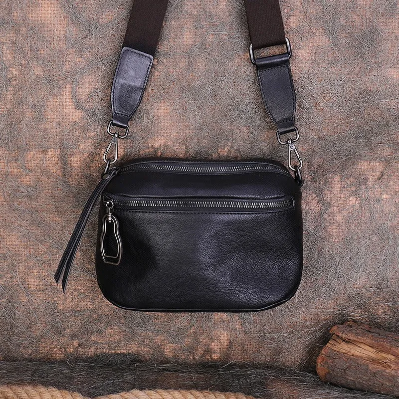 Vintage Black Gray Leather Womens Saddle Shoulder Bag Small Saddle Crossbody Purse for Ladies