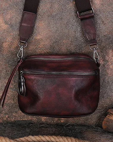 Vintage Black Gray Leather Womens Saddle Shoulder Bag Small Saddle Crossbody Purse for Ladies
