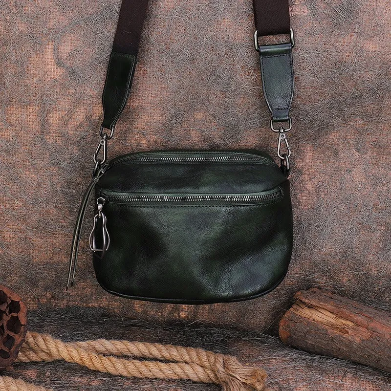 Vintage Black Gray Leather Womens Saddle Shoulder Bag Small Saddle Crossbody Purse for Ladies
