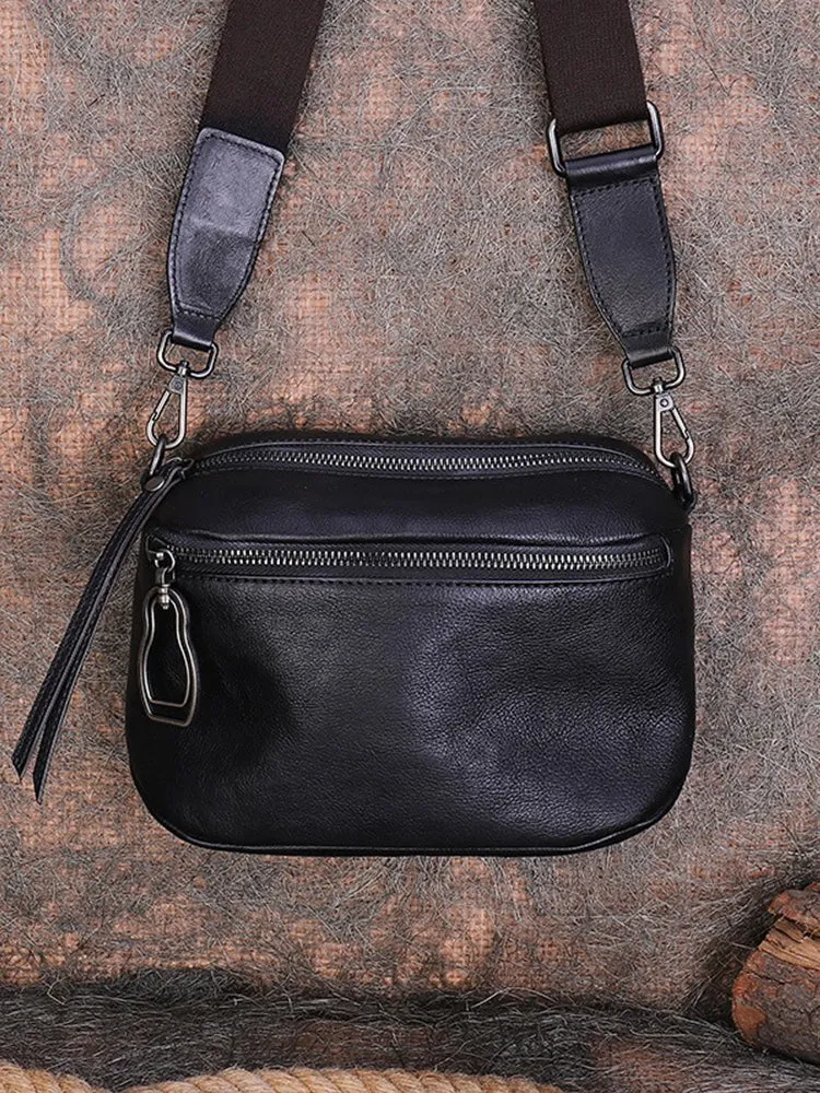 Vintage Black Gray Leather Womens Saddle Shoulder Bag Small Saddle Crossbody Purse for Ladies
