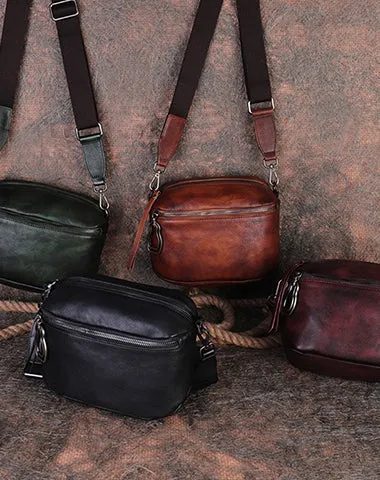 Vintage Black Gray Leather Womens Saddle Shoulder Bag Small Saddle Crossbody Purse for Ladies