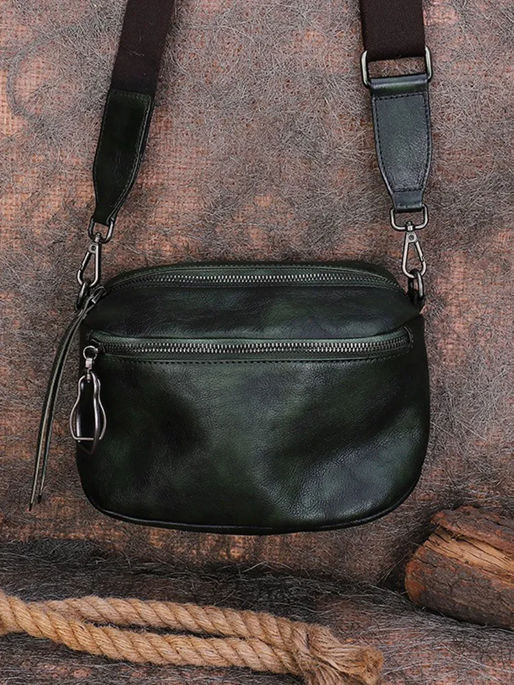Vintage Black Gray Leather Womens Saddle Shoulder Bag Small Saddle Crossbody Purse for Ladies