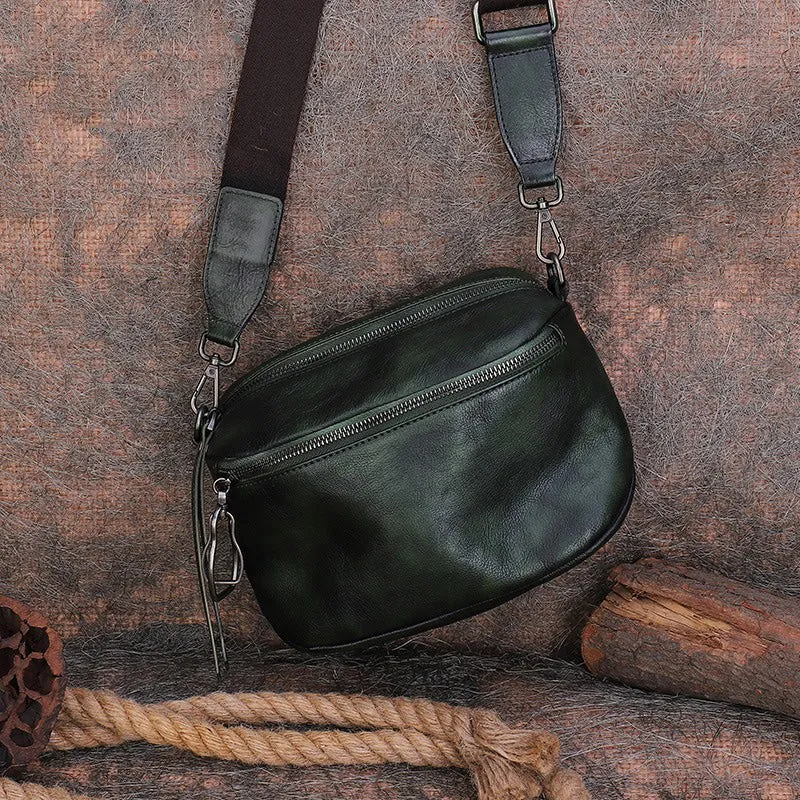 Vintage Black Gray Leather Womens Saddle Shoulder Bag Small Saddle Crossbody Purse for Ladies