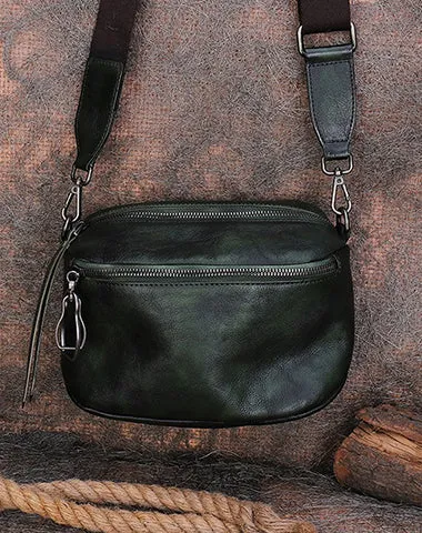 Vintage Black Gray Leather Womens Saddle Shoulder Bag Small Saddle Crossbody Purse for Ladies