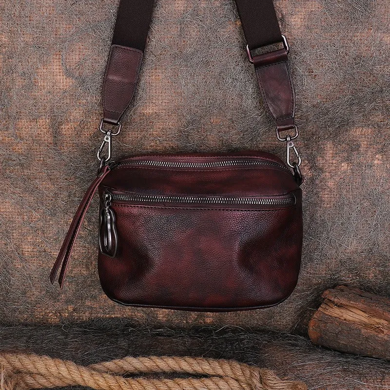 Vintage Black Gray Leather Womens Saddle Shoulder Bag Small Saddle Crossbody Purse for Ladies