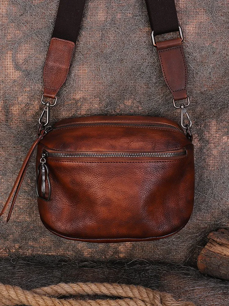 Vintage Black Gray Leather Womens Saddle Shoulder Bag Small Saddle Crossbody Purse for Ladies