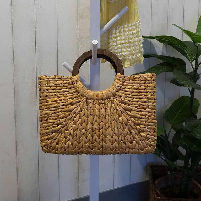 Vintage Bohemian Straw Rattan Handbag