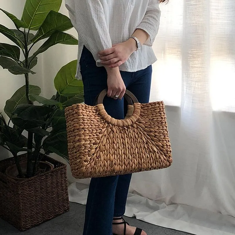 Vintage Bohemian Straw Rattan Handbag