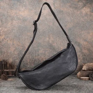 Vintage Brown Mens Sling Bag Leather Saddle Chest Bag Shoulder Purse Crossbody Pack for Men