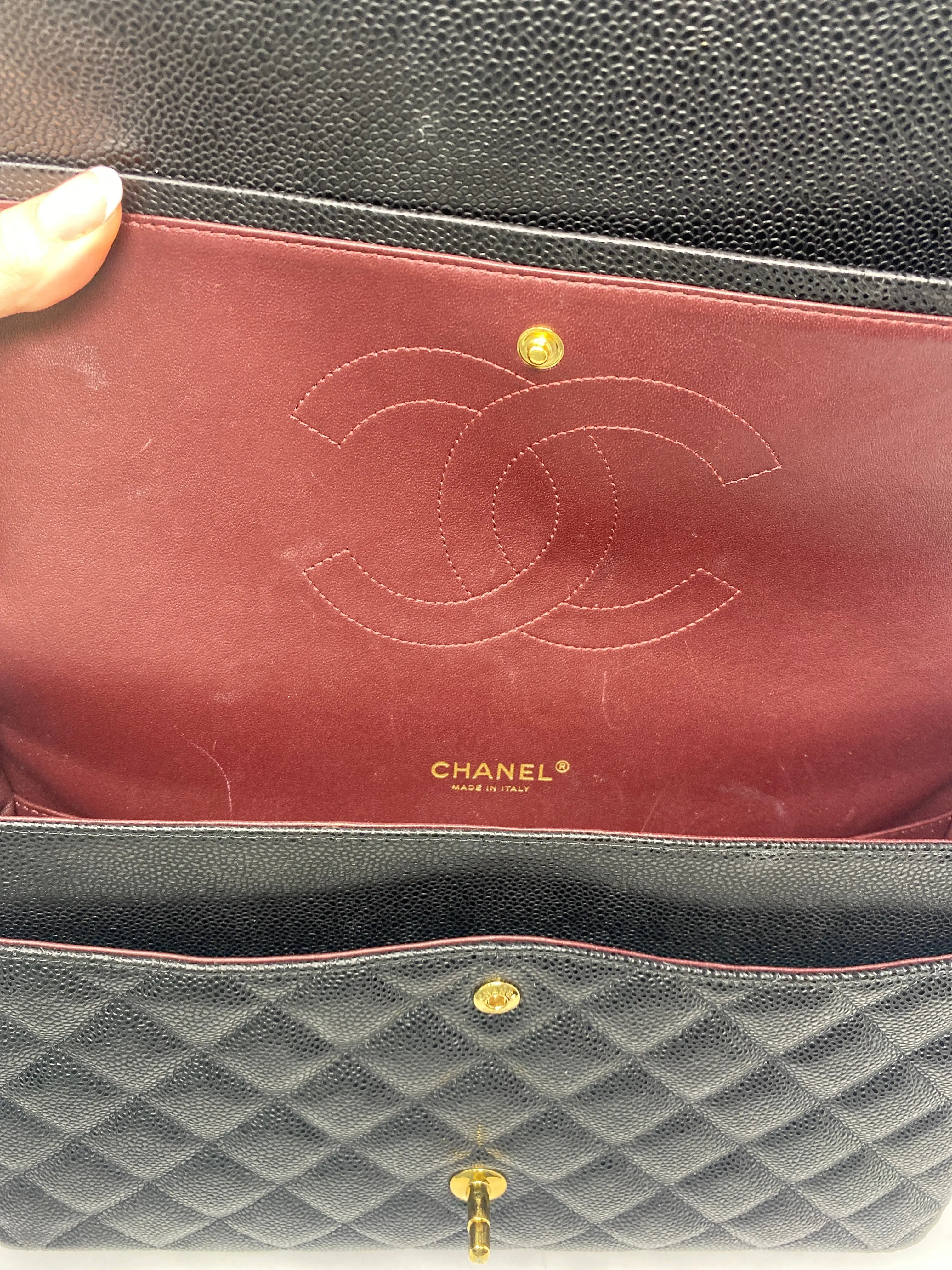 Vintage: Chanel Black Caviar Leather Classic Double Flap Maxi with Silver Hardware
