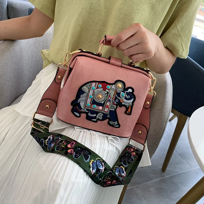 Vintage Classic Floral Theme PU Leather Crossbody Handbag
