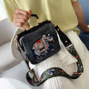 Vintage Classic Floral Theme PU Leather Crossbody Handbag