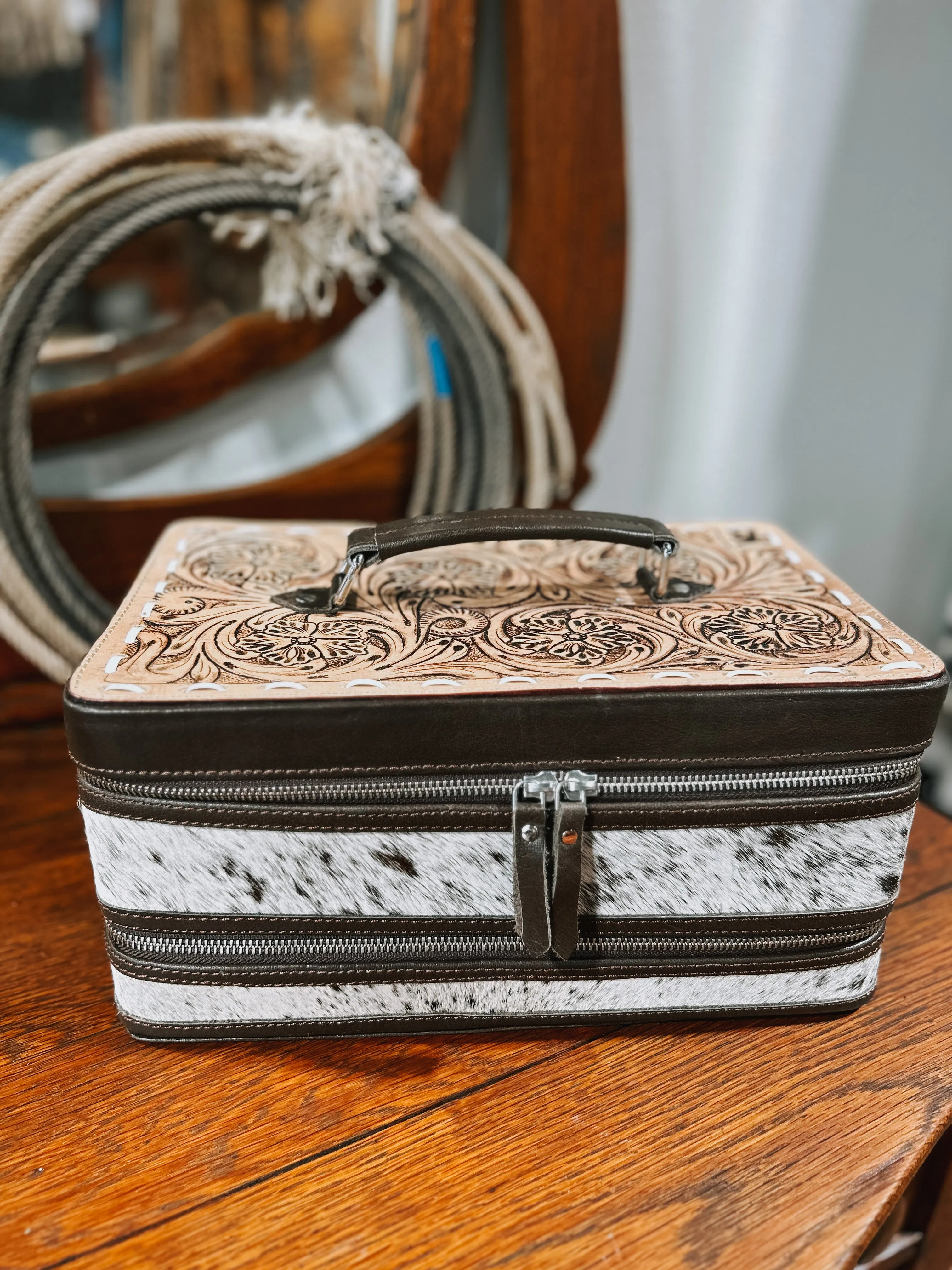 Vintage Cowgirl Double Decker Train Case