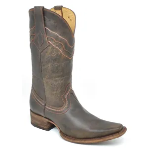 Vintage Distressed Leather Spanish Toe Boot