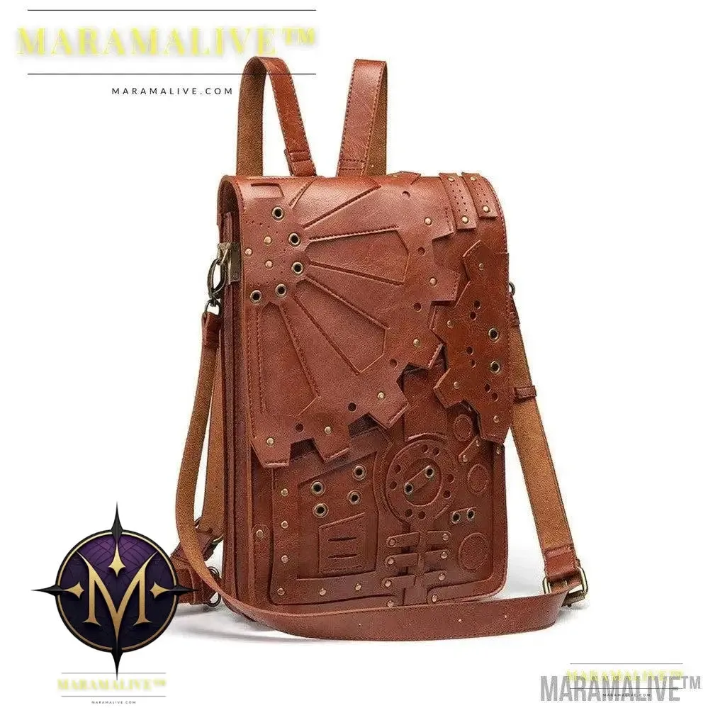 Vintage Gothic Steampunk Gear Vegan-Friendly Shoulder Bag Backpack