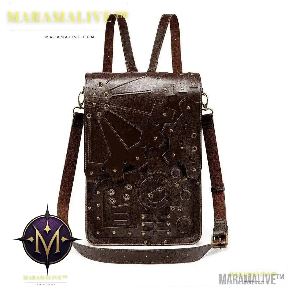 Vintage Gothic Steampunk Gear Vegan-Friendly Shoulder Bag Backpack