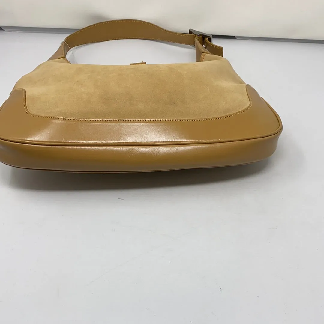Vintage: Gucci Medium Jackie O Bag Tan LEather and Suede Shoulder Bag