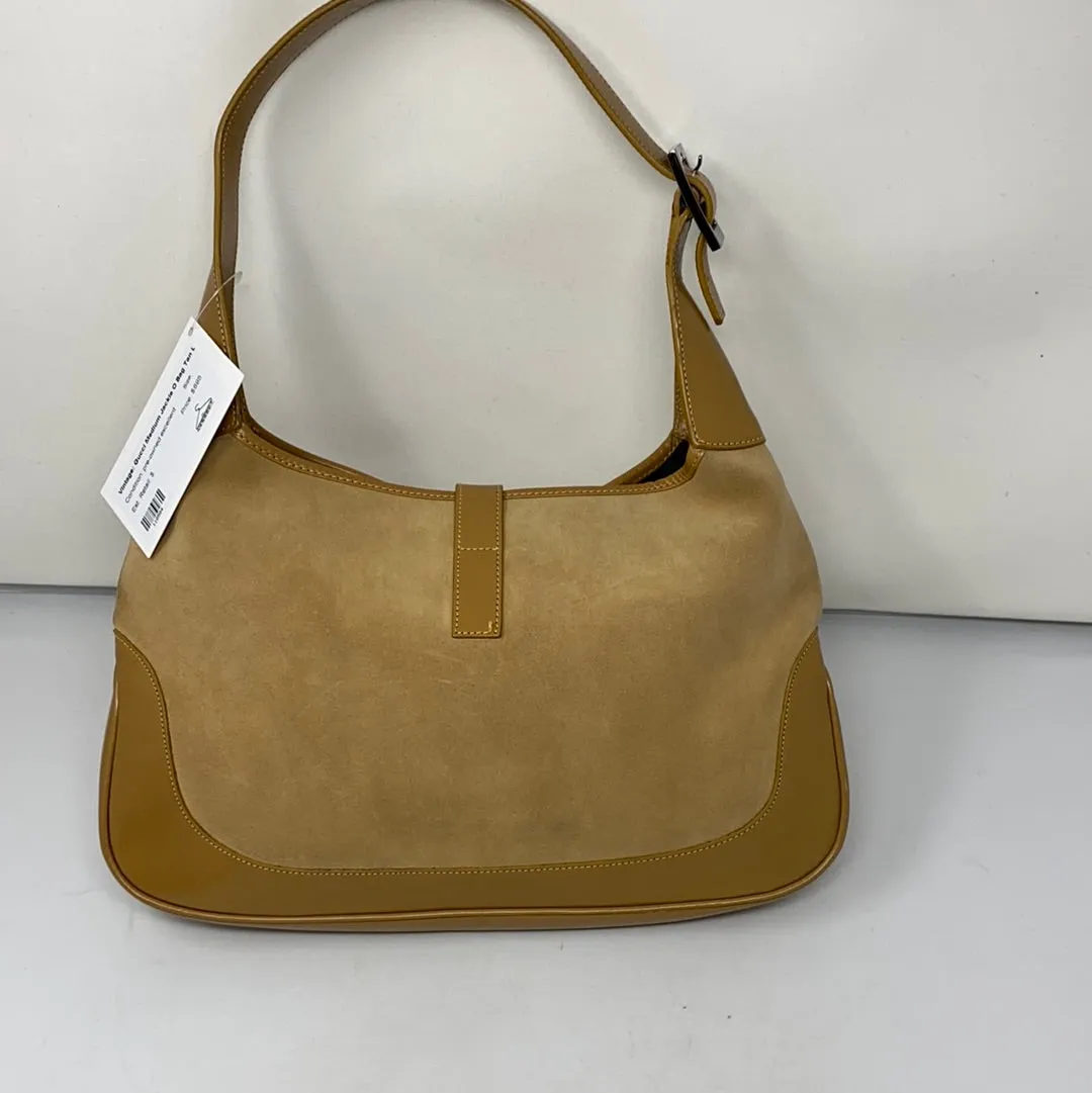 Vintage: Gucci Medium Jackie O Bag Tan LEather and Suede Shoulder Bag