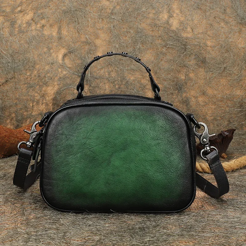 Vintage Leather Womens Around Handbag Shoulder Bags Crossbody Purse for Women