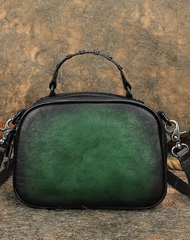 Vintage Leather Womens Around Handbag Shoulder Bags Crossbody Purse for Women
