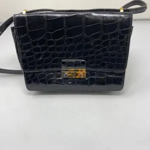 Vintage: Mauro Governa Black Croc Embossed Shoulder Bag