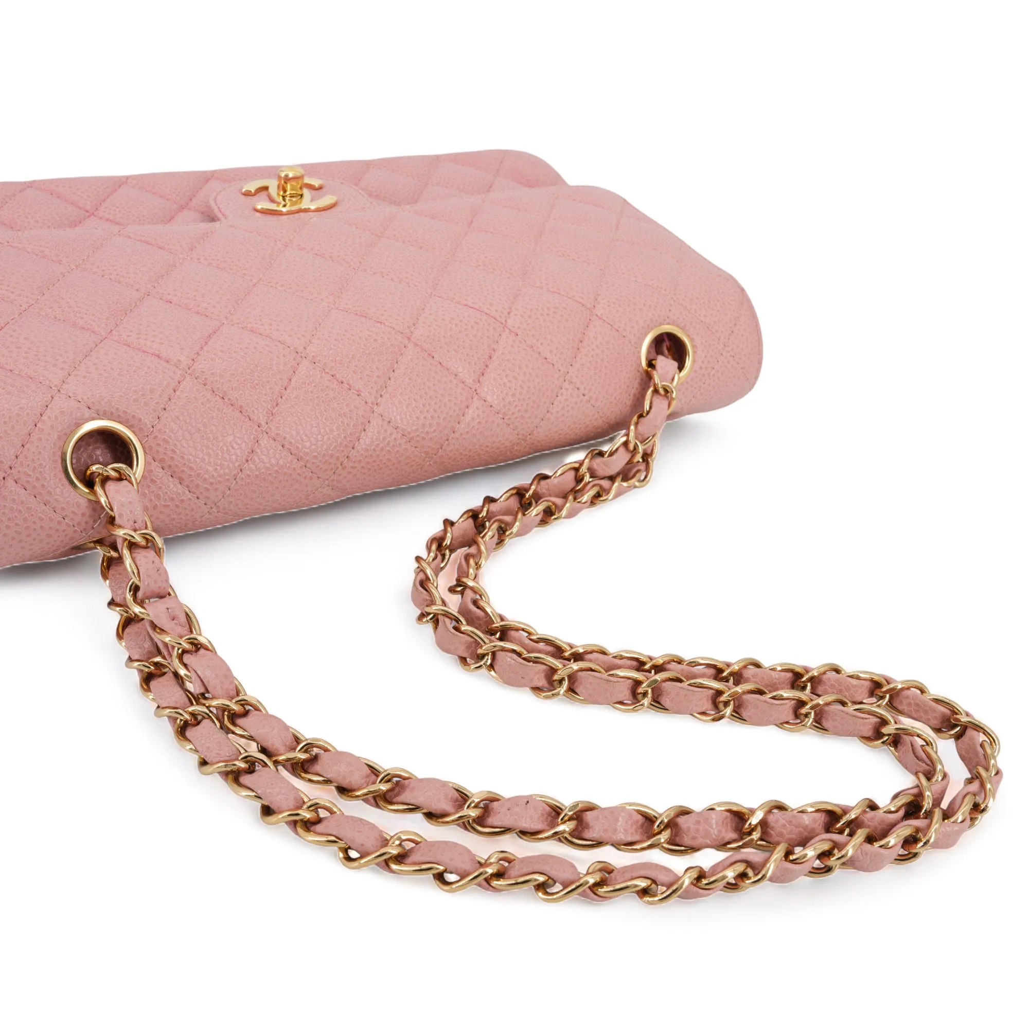 Vintage Pink Caviar Medium Classic Double Flap Bag 8 Series