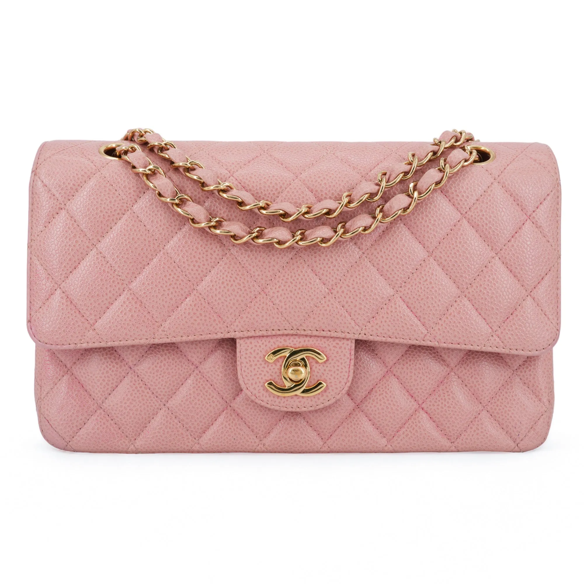 Vintage Pink Caviar Medium Classic Double Flap Bag 8 Series