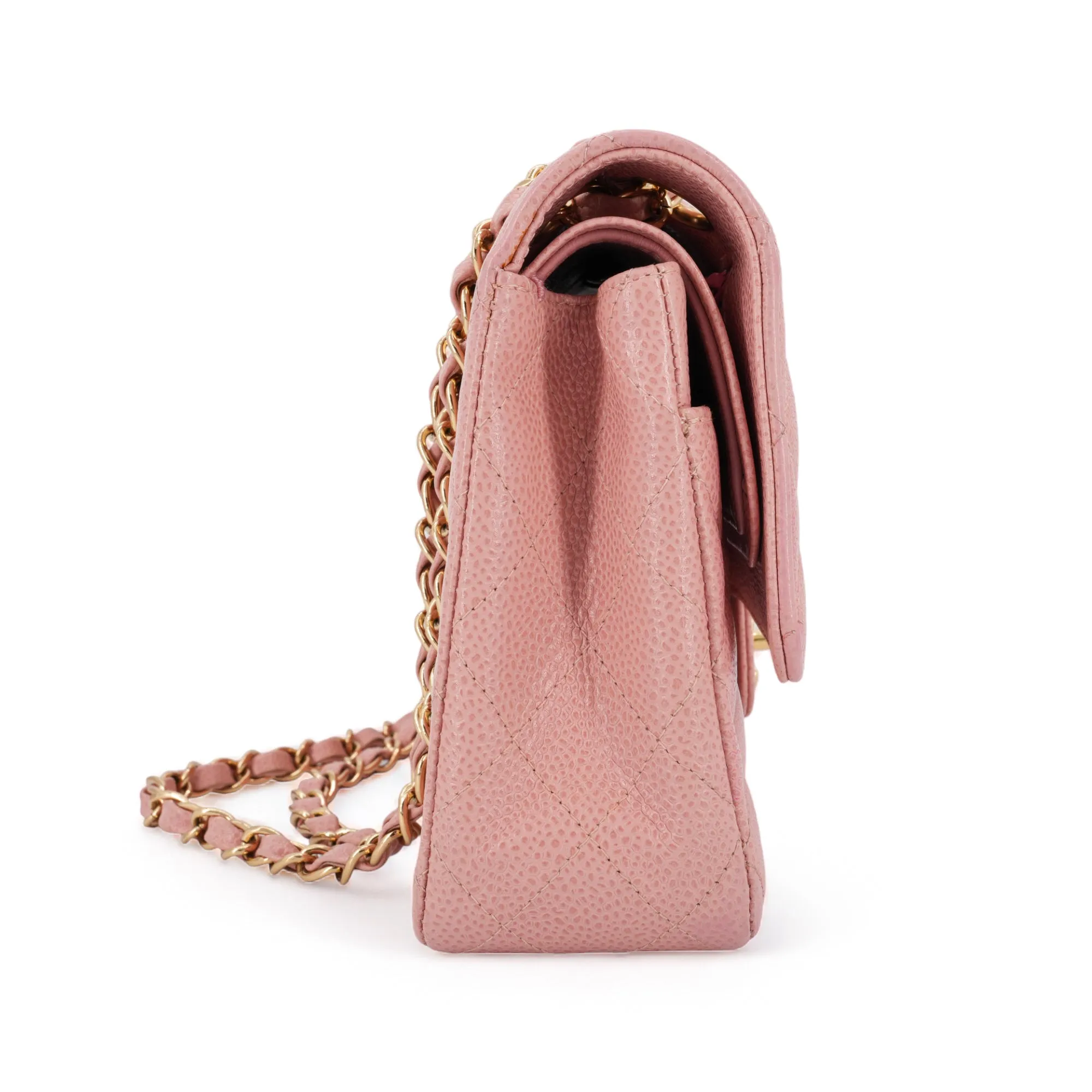 Vintage Pink Caviar Medium Classic Double Flap Bag 8 Series