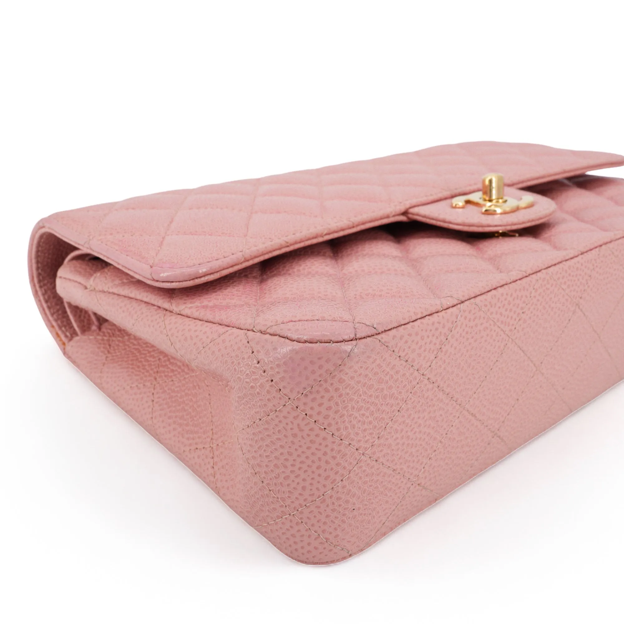 Vintage Pink Caviar Medium Classic Double Flap Bag 8 Series