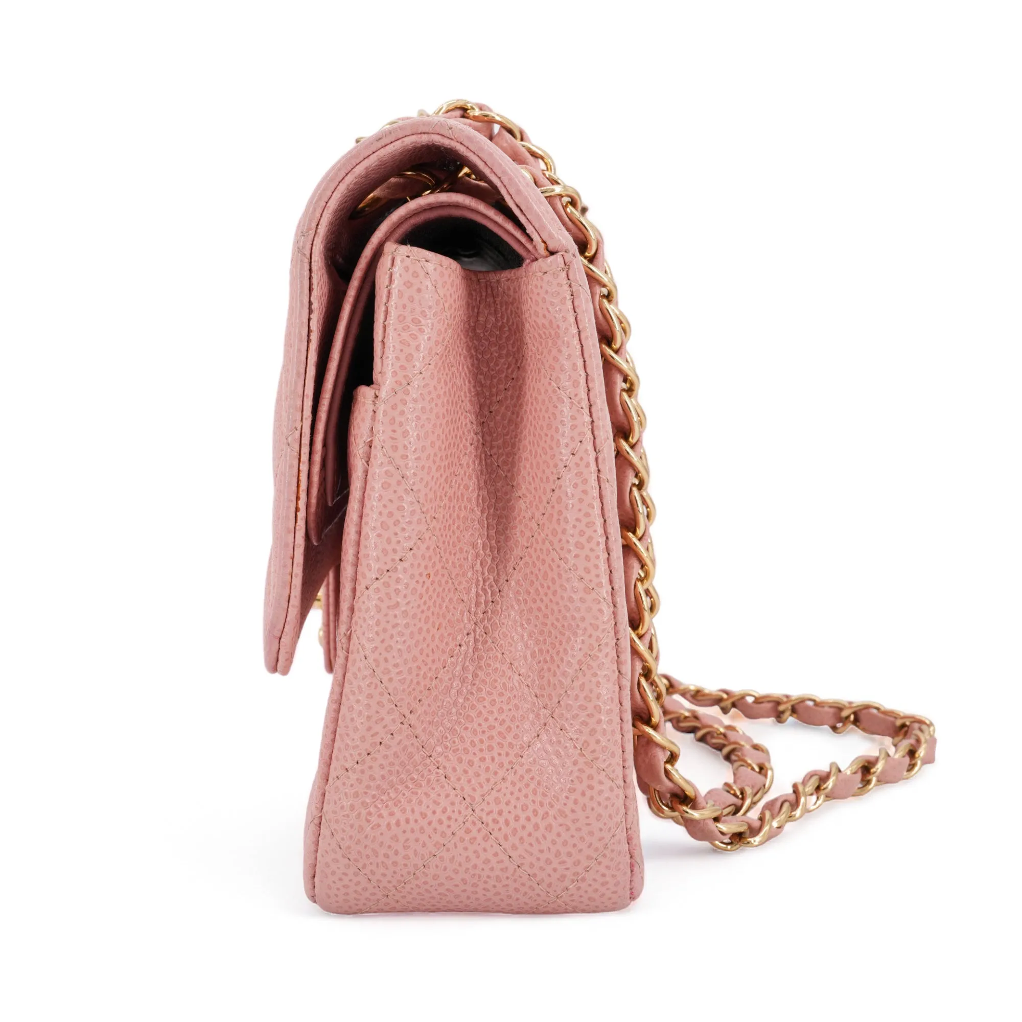 Vintage Pink Caviar Medium Classic Double Flap Bag 8 Series