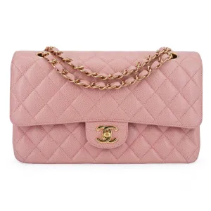 Vintage Pink Caviar Medium Classic Double Flap Bag 8 Series
