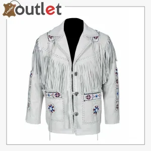 White Western Style Genuine Finished Cow Leather jacket