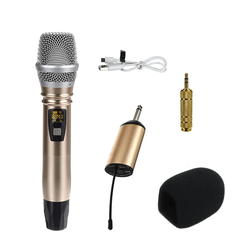 Wireless Microphone UHF 200 Channel 2 Cordless Handheld Mic Karaoke Speech