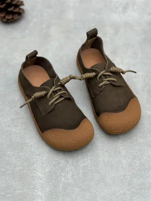 Women Spring Genuine Leather Spliced Flat Shoes