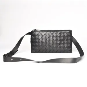 Woven Leather Crossbody Belt Bag
