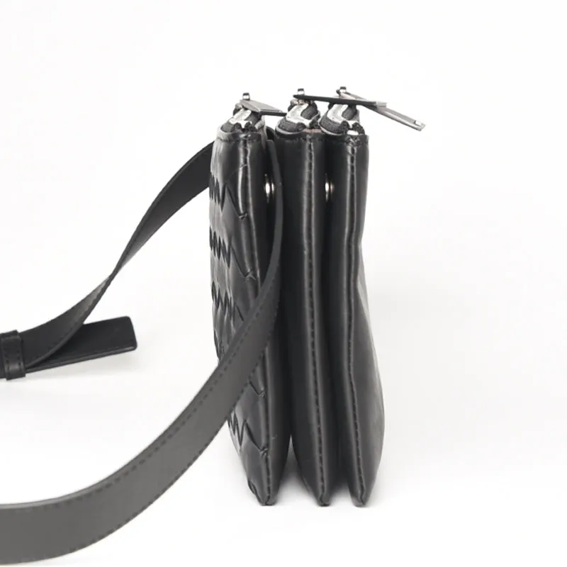 Woven Leather Crossbody Belt Bag