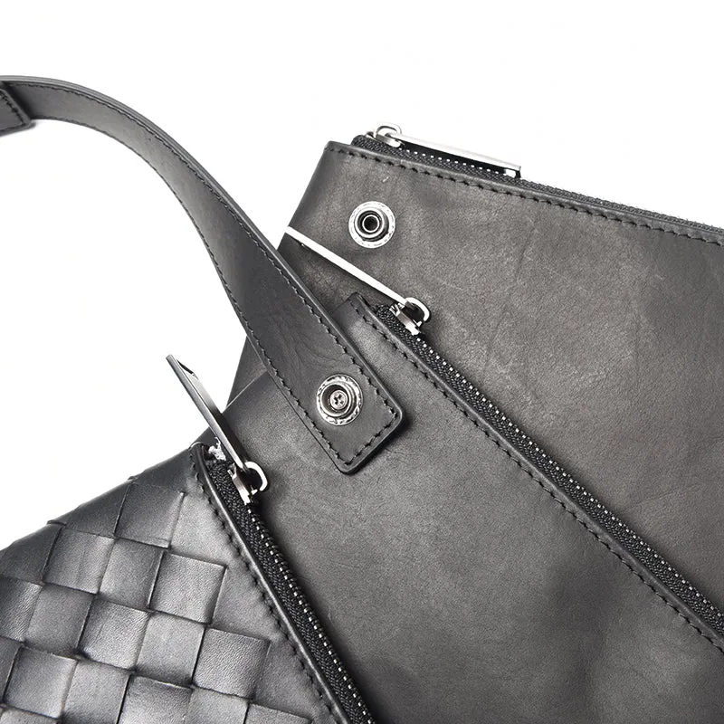 Woven Leather Crossbody Belt Bag