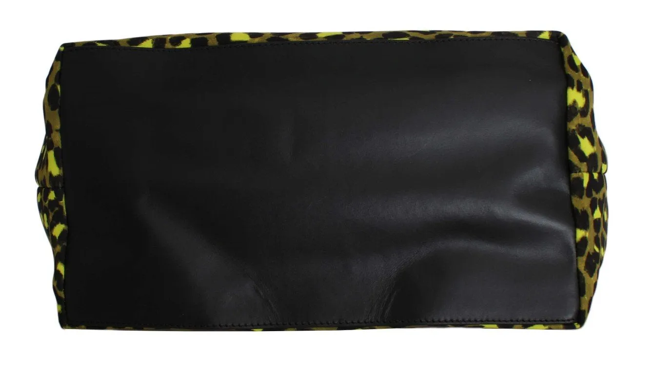 Yellow Black Leopard Hand Shopping Tote Bag