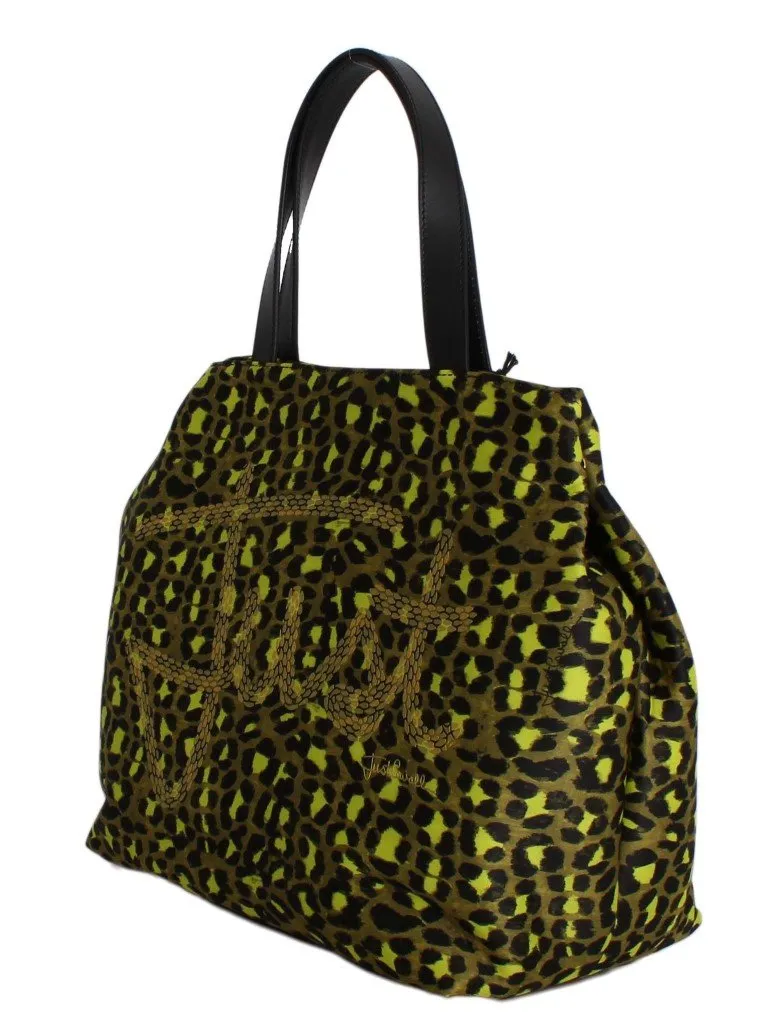 Yellow Black Leopard Hand Shopping Tote Bag