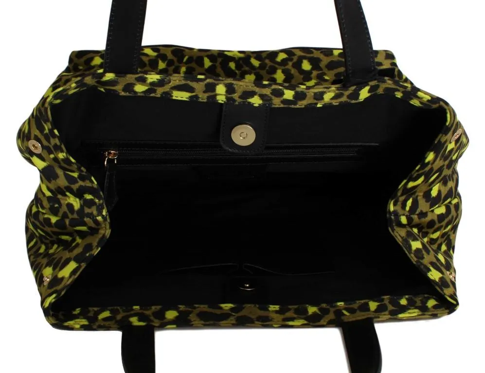 Yellow Black Leopard Hand Shopping Tote Bag
