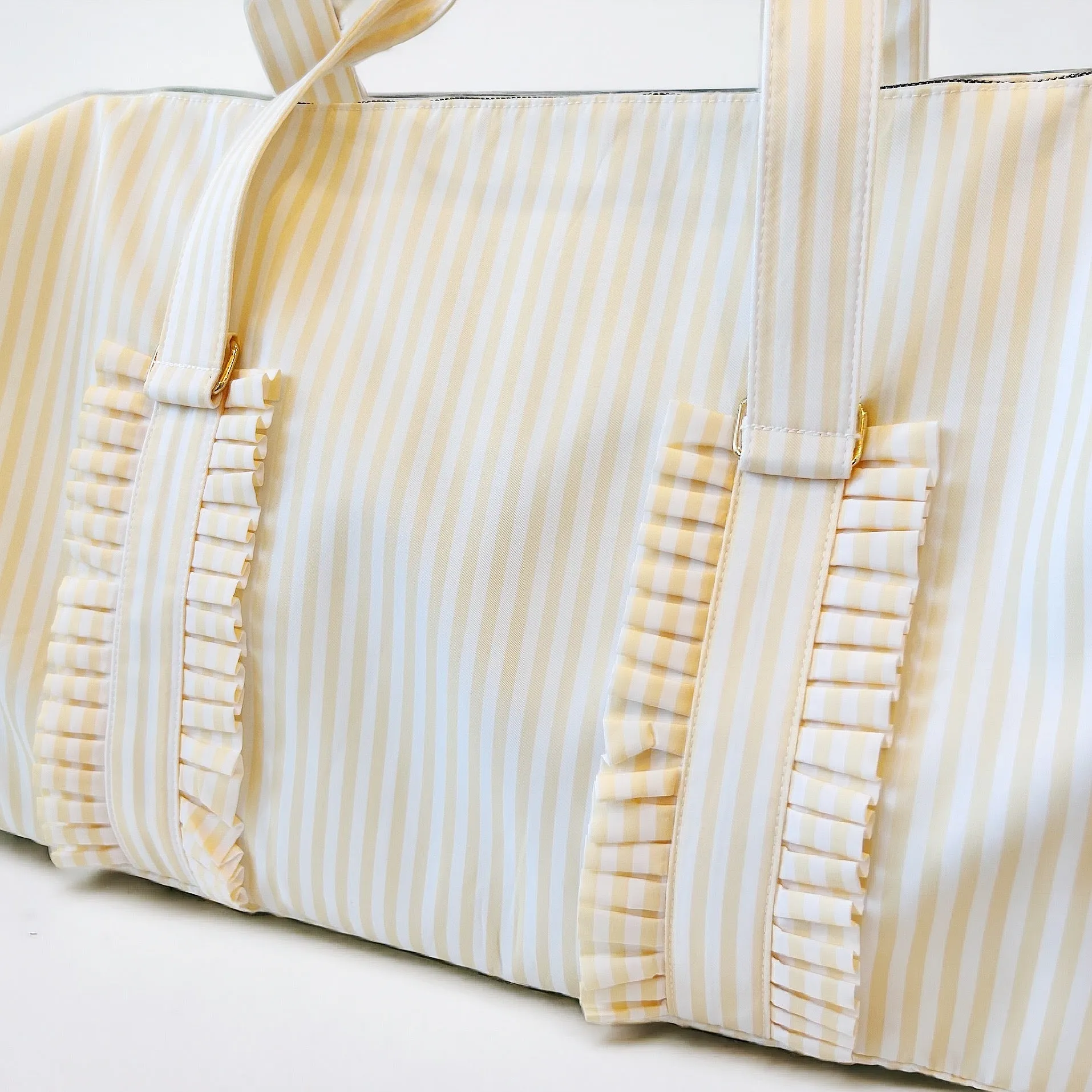 Yellow Striped Duffle Bag