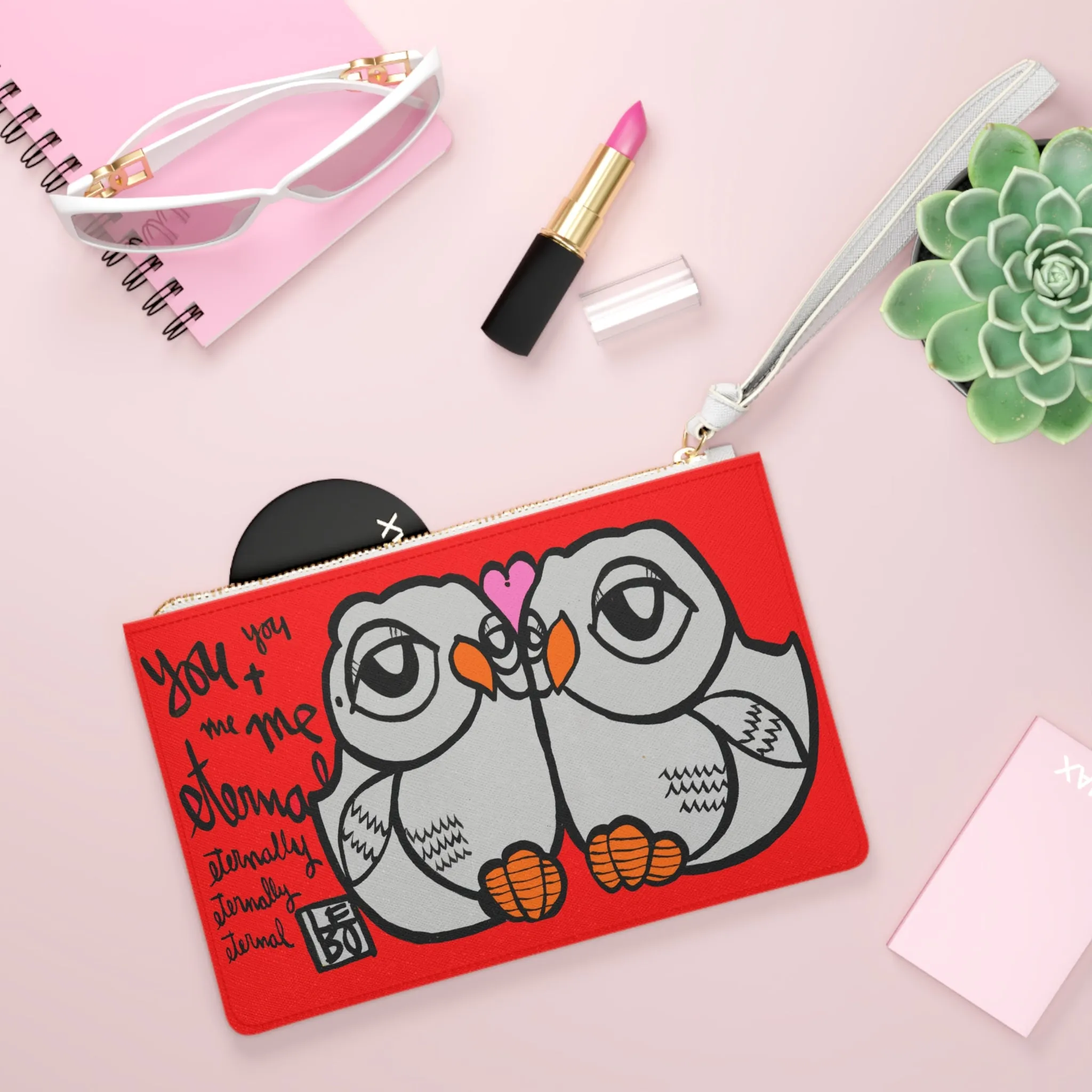 You and Me Eternally - Red Edition - Lebo Leather Clutch Bag
