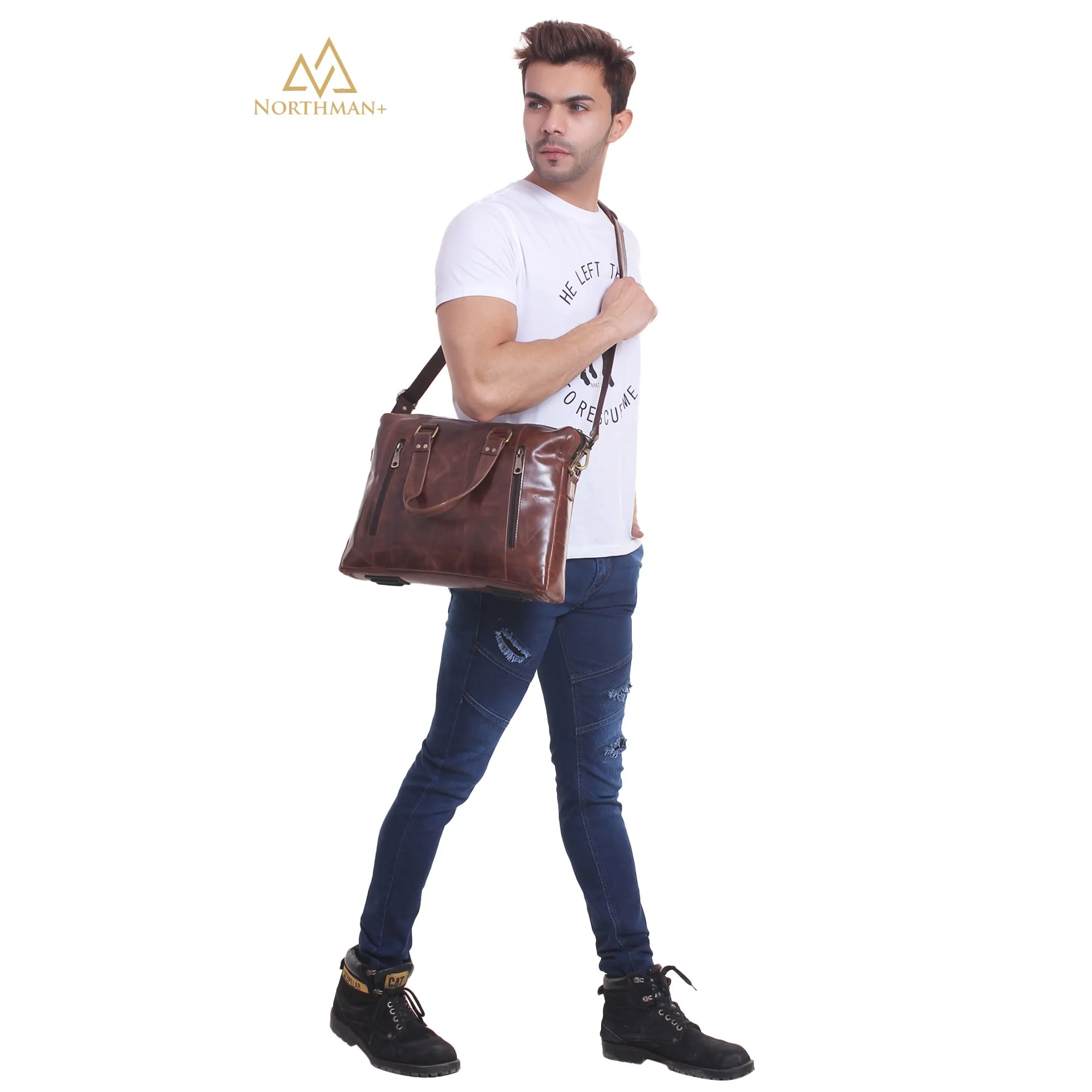 Zipped Pocket Messenger bag Dark Brown
